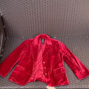 Red velvet blazer jacket